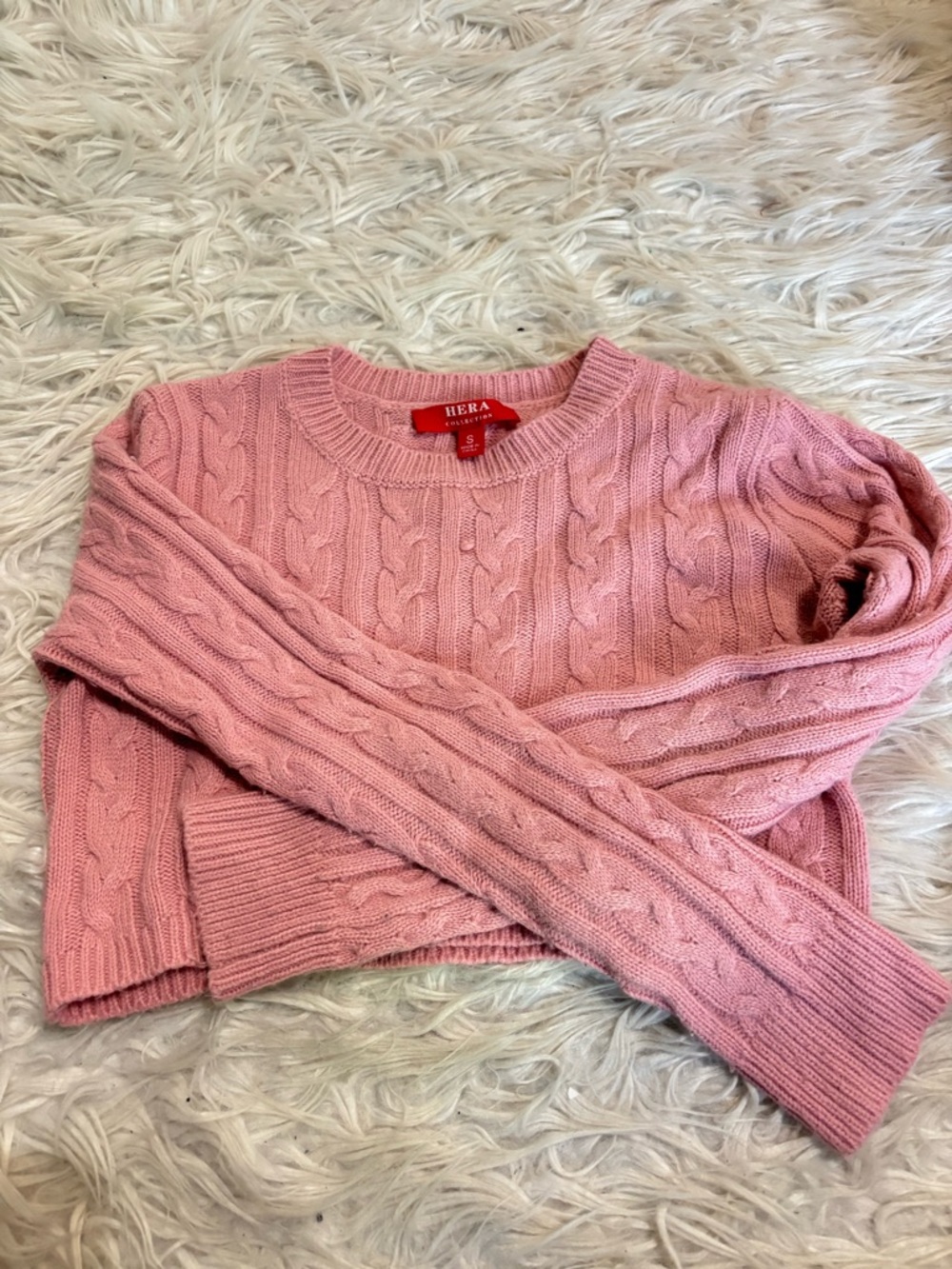 Othr Dusty Pink Cable Knit Crew Sweater